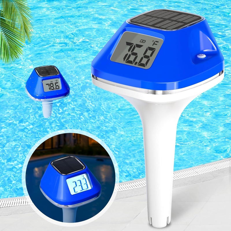 Pircaath 2025 Next-Gen Solar Pool Thermometer Floating Easy Read, Digital Pool Thermometer with Extra-Large Backlit LCD Screen & Rope, IP68 Waterproof Pools Water Temperature Gauge for Hot Tub, Spa - Image 1